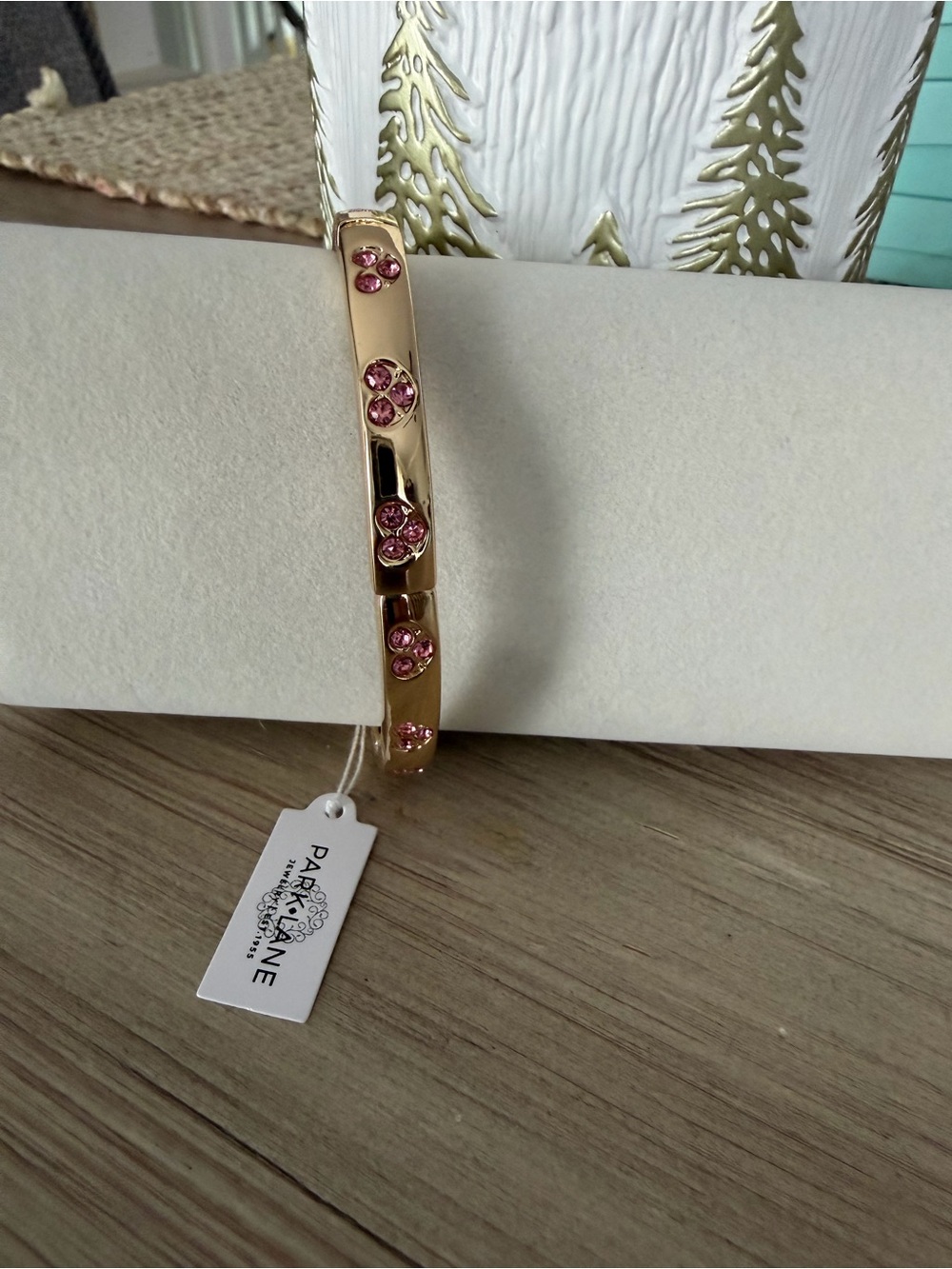 Park Lane Gold-Tone Bracelet with Pink Crystal Flowers